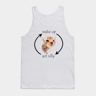 Wake Up Act Silly Funny Cat Tank Top